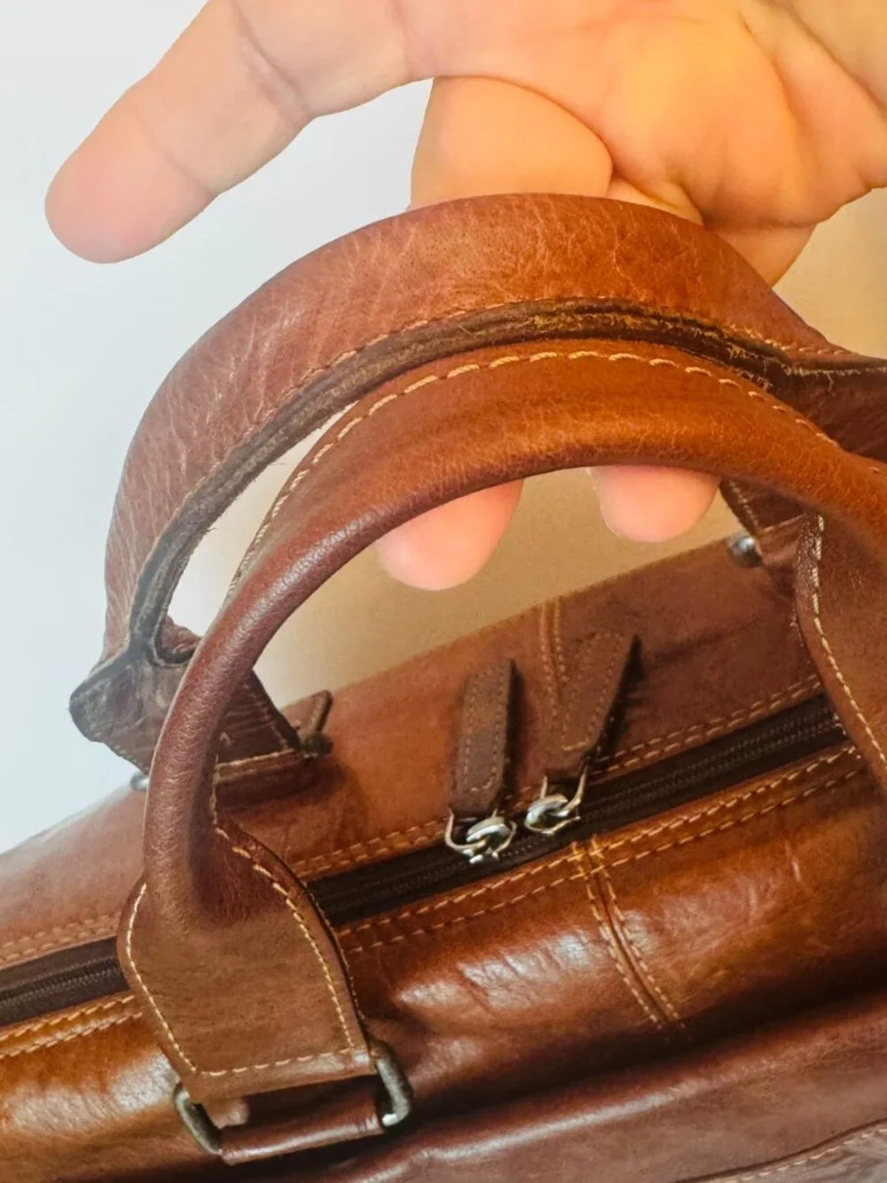 Vtg Jack Georges Large Distressed Brown Leather Messenger Bag Laptop Satchel Mag